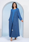 Sky blue bisht abaya with star sparkle embellishments 