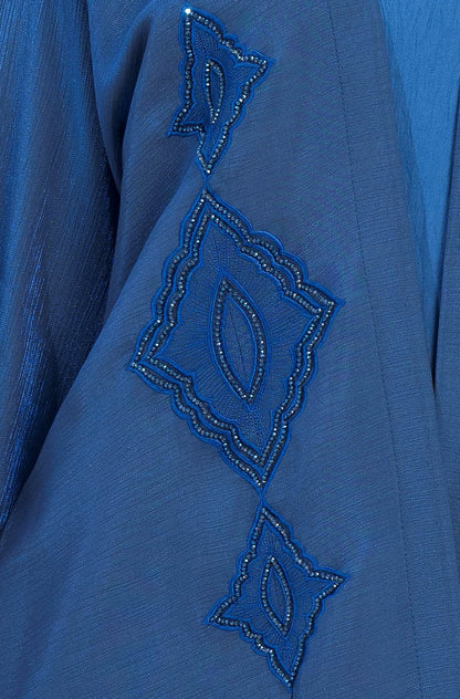 Sky Blue Abaya with Ethnic Embroidery and Embellishments