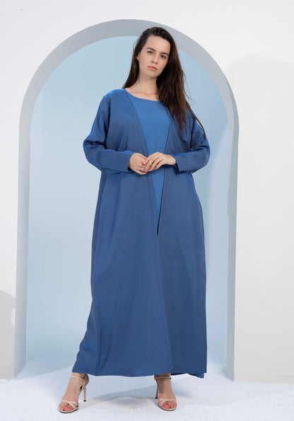 Sky blue bisht abya with sparkling embellishments