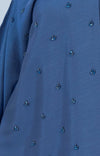 Sky blue bisht abaya with delicate embellishments