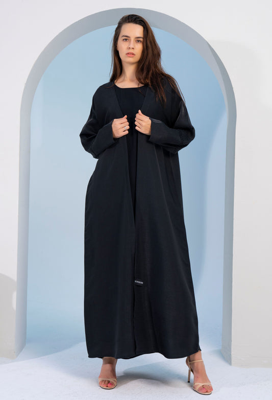 Black bisht abaya with sparkling embellishments