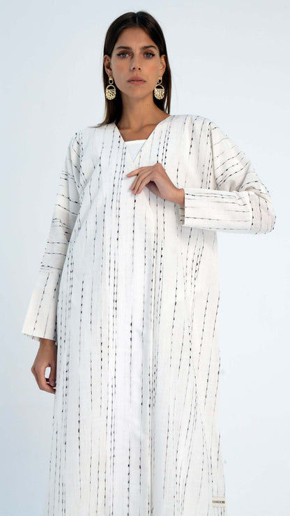 White linen overlap abaya.