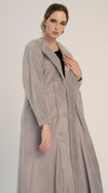 Light Grey Soft Abaya in Coat Style with Two Side Pockets